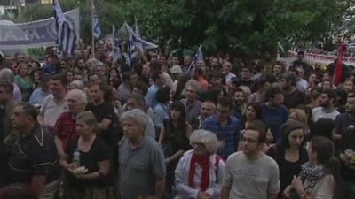 Protests over closure of Greece state television