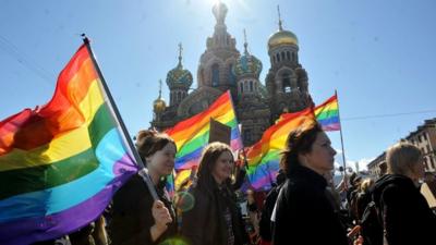 Gay rights march in St Petersburg