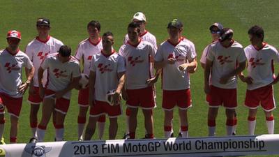 MotoGP stars play football at Barcelona's Nou Camp stadium