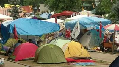 Protesters' tents