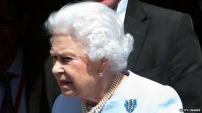 Queen Elizabeth II leaves the London Clinic after visiting her husband Prince Philip, Duke of Edinburgh