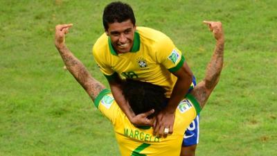 Paulinho scores for Brazil