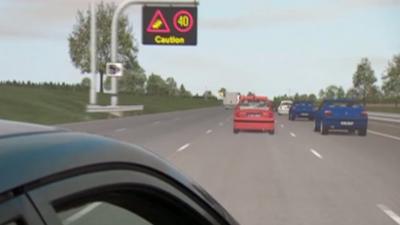 Computer mock-up off four lane motorway