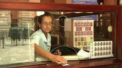 A post office worker in Havana