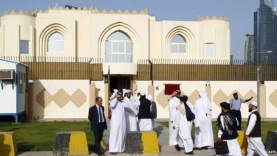 Delegates arriving at the office in Doha