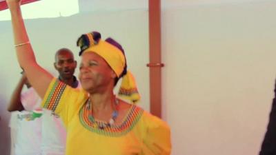 Dr Mamphela Ramphele, Agang leader, dancing with supporters