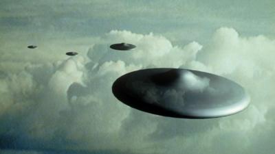 Computer illustration of UFOs