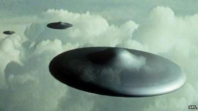 Computer illustration of UFOs