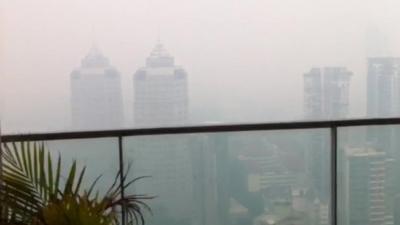 View of smog from balcony in Novena, Singapore