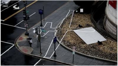 Drone shadow outside Corcoran