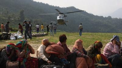 Rescued flood evacuees