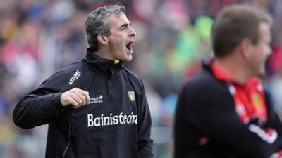 Jim McGuinness with James McCartan at Breffni Park