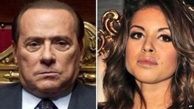 Italian Prime Minister Silvio Berlusconi and Karima el Mahroug (file pic)