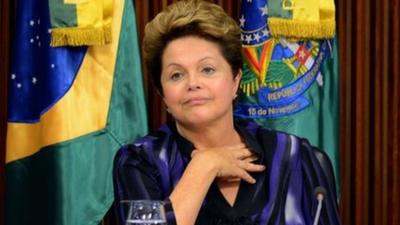 Brazilian President Dilma Rousseff during a meeting with governors and city mayors at Planalto Palace in Brasilia