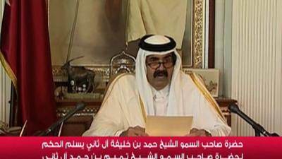 Qatari emir Sheikh Hamad who has handed power to his son Tamim