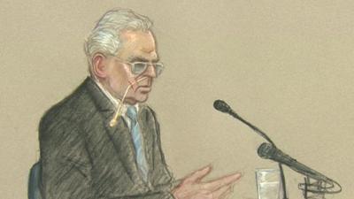 Court artist sketch of Ian Brady at mental health tribunal