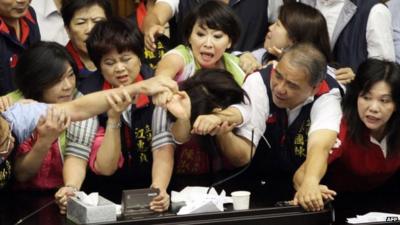 Fighting breaks out in Taiwan parliament