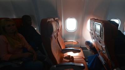 A picture taken aboard an Aeroflot flight from Moscow to Havana