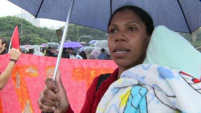 Protester in Sao Paulo, Brazil