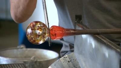 Glass being made