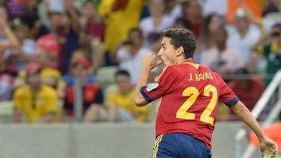 Spain's Jesus Navas celebrates