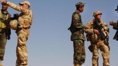 British soldiers training Afghani troops at Ghar Ordoo military base