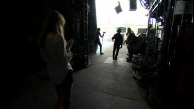 Backstage at Glastonbury's Pyramid Stage