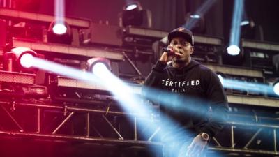 Dizzee Rascal performing at Glastonbury