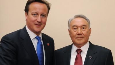 UK Prime Minister David Cameron with President of Kazakhstan Nursultan Nazarbayev