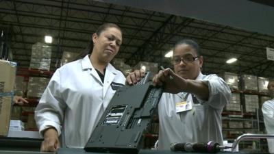 Workers at the new Lenovo manufacturing plant in Whitsett, North Carolina