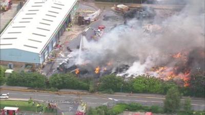 Aerial view of fire