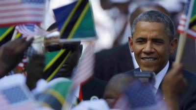 President Obama is greeted by well-wishers in Dar es Salaam