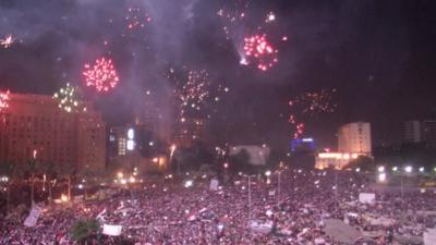 Fireworks in Tahrir square