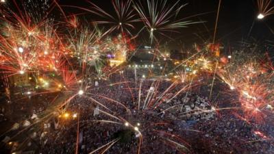 Fireworks in Tahrir Square