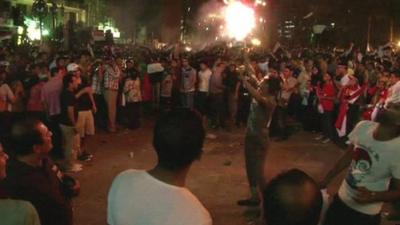 Fireworks as crowds gather in Cairo