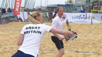 Beach tennis players