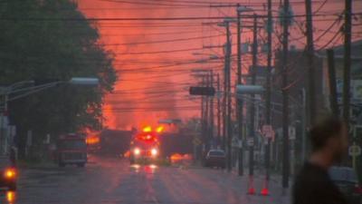 Emergency services on scene of derailment