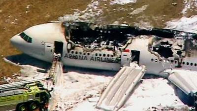 Wreckage of the Asiana Airlines flight