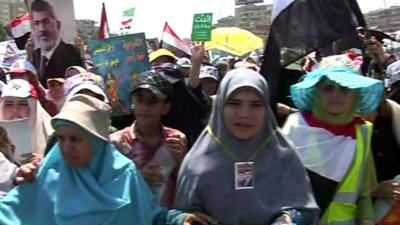 Women marching in Cairo in support of Mohammed Morsi