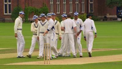 Young cricketers from Bedford School