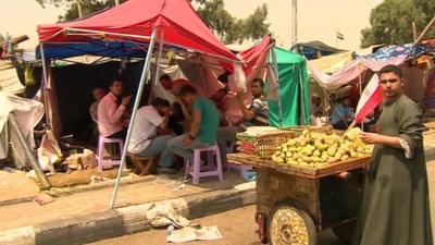 Makeshift camp in Nasr City district of eastern Cairo