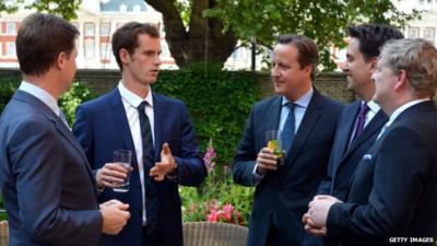 Andy Murray with Nick Clegg, David Cameron, Ed Miliband and Angus Robinson