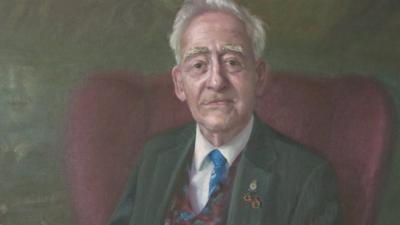 Detail of painting of Korean war veteran