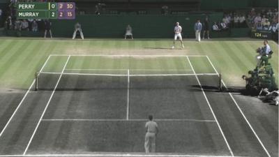 Fred Perry and Andy Murray mock up at Wimbledon