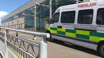 An ambulance at Ysbyty Gwynedd