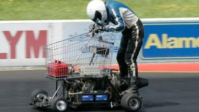 Matt McKeown on his motorised shopping trolley