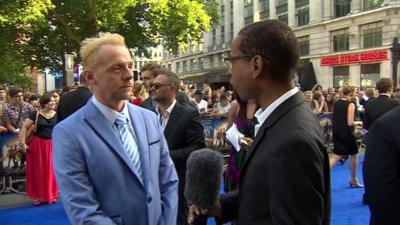 Lizo Mzimba speaking to Simon Pegg