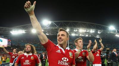 Tommy Bowe celebrates after Saturday's series clinching win over Australia