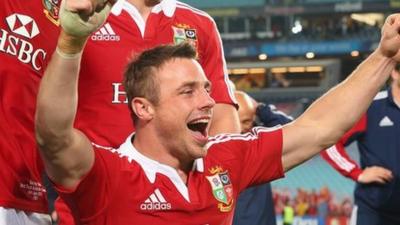 Tommy Bowe celebrates after Saturday's series clinching win over Australia