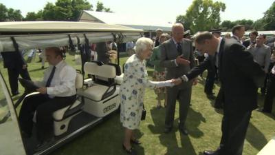 The Queen arriving at the Coronation Festival